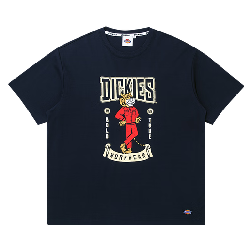 Dickies短袖T恤女圆领印花全棉2024男女同款T中性春夏新款透气上衣学生 白色9711 潮趣虎爪 M