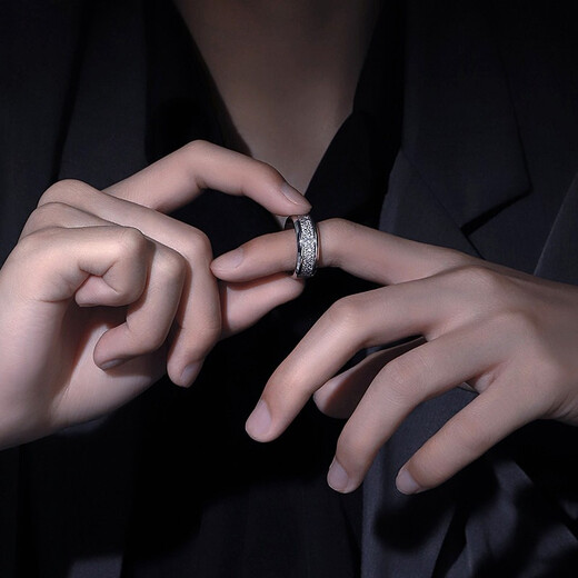 MOLC European and American ring men's trendy single ring simple index finger personality light luxury niche hip-hop ring birthday gift R0191 <Rime Ring> No. 9