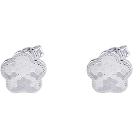 Lao Fengxiang platinum lucky five-petal flower earrings platinum earrings and ear buckles platinum jewelry white gold about 2.7g