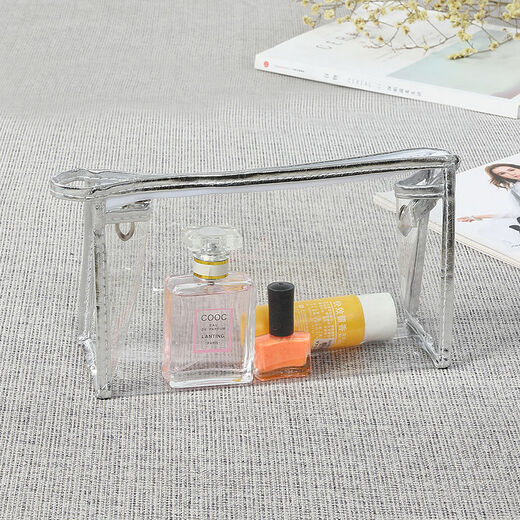 Cosmetic bag jelly transparent Korean large capacity small multi-functional portable simple waterproof toiletry bag storage bag silver medium size
