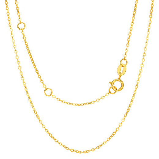 Laomiao 18K gold necklace for women, O-shaped chain, side chain, fashionable clavicle chain, holiday birthday gift for mom and wife, K gold chain (about 1g)