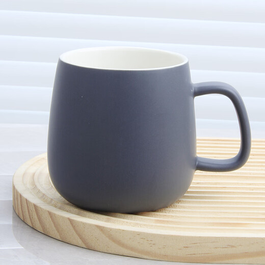 Creative plain color large-capacity cup high-value mug frosted simple coffee cup ceramic tea cup new year's goods Morandi-grey blue 1 piece 380ml