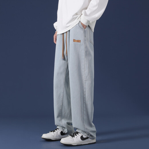 真维斯（Jeanswest）牛仔裤男秋冬季直筒宽松潮流休闲长裤男款拖地百搭秋天裤子 黑灰色SS838 M