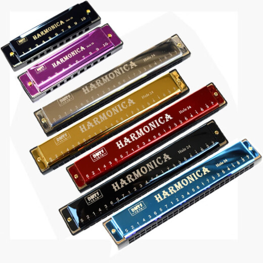 24 hole C harmonica children's instrument 10 holes Blues Beginner Adult Organ Toys 118 24 holes Polyphonic harmonica powder + harmonica book