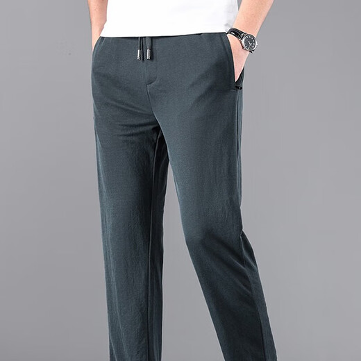 
BiaOKINGPAUL/BiaOKINGPAUL/DiaOKINGPAUL Summer Men’s Four-sided Stretch Loose Straight-Tight Pants [Modal 9885-Ink Gray] M [Waist circumference 2.2-2.3 feet 105-120Jin [Jin equals 0.5 kg]]