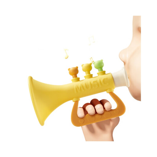 SHANTOULIN Village Baby Silicone Trompeta pequeña Los juguetes para niños pueden soplar el silbato que sopla música con la armónica de cordones pequeños juguetes de trompeta [color amarillo, verde y rosa aleatorio]