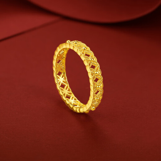 Saturday Fortune (ZLF) Gold Ring Women's Pure Gold 5G Gold Women's Hollow Ring Priced No. 14-2.65g