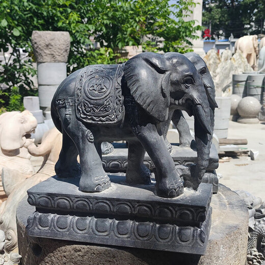 Stone carving elephant white marble small elephant carving bluestone courtyard door stone elephant natural stone household ornaments drawings deposit