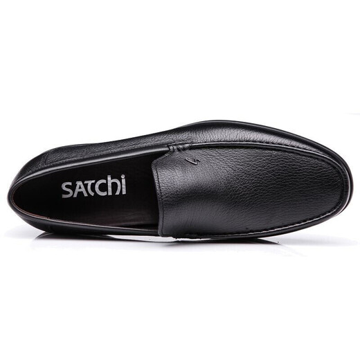 SATCHI men's shoes new high-end soft deerskin leather shoes comfortable slip-on business casual shoes dad shoes black 39 one size larger than the national size