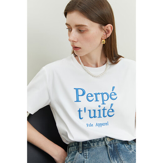 Fan Silan 23FS12171 T-shirt à manches courtes en vrac français pour la nouvelle lettre cool de l'été pour femmes brodées Black Rose L