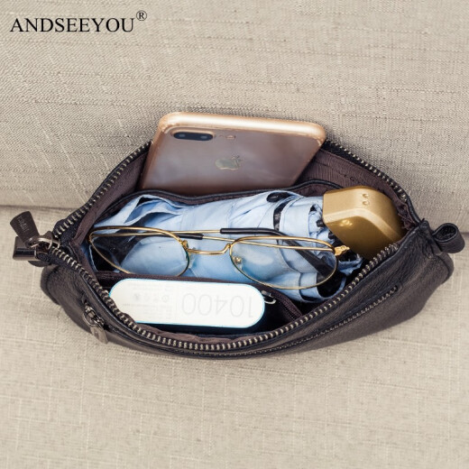 ANDSEEYOU品牌 单肩包女 新款斜挎小包包女小皮包百搭牛皮单肩包女贝壳包 酒红色