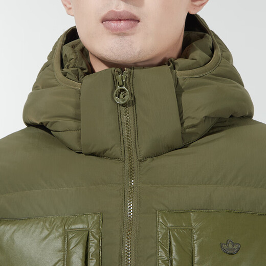 阿迪达斯 （adidas）三叶草男装羽绒服冬季新款潮流户外连帽加厚保暖舒适上衣官网 H13563 橄榄绿80%灰鸭绒 S