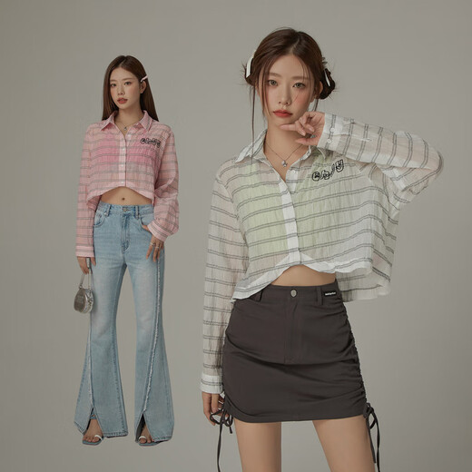 CHUU Letter Embroidered Shirt for Women 2025 Summer New Products Light Stripe Irregular Loose Air Conditioning Shirt Top White All Size