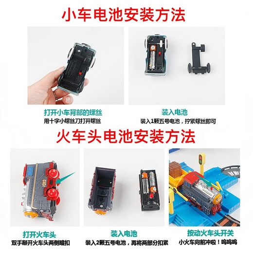 奋铭儿童玩具电动小火车轨道车玩具汽车高铁玩具车套装带音乐男孩礼物 升级款【音乐火车+汽车+带电梯】