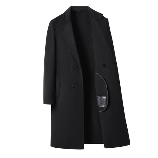 DK HEUND MERS HEM'S Double-Basted Chester Coat Men's Winter épaissis 100% Pure Pure Trench Coat Long Laine Coat Black M 170