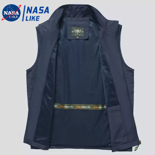 NASALIKE Men's Vest 2025 Summer Casual Breathable Fishing Horse Clip Jacket Young Middle-aged and Elderly Quick-Drying Vest Men's Vest Navy Blue 2XL Recommended 155-170Jin [Jin equals 0.5 kg]