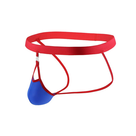 Please Confidential Shipping Men's Ice Silk Thong Detachable Buttocks Revealing Thong Sexy Underwear EB M (73-80cm) Black Ribbed Black Cloth