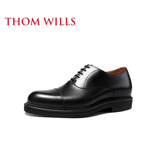 THOM WILLS【明星同款】ThomWills内增高皮鞋男商务正装牛津鞋新郎结婚鞋 黑色小牛B771-1 41 /7.5码