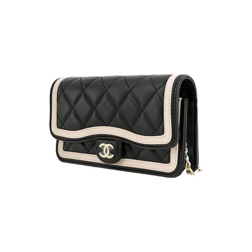 香奈儿女包23B系列金扣菱格纹口盖包链条包单肩斜挎包送女友礼物 AP3559 B14109 NQ921黑色