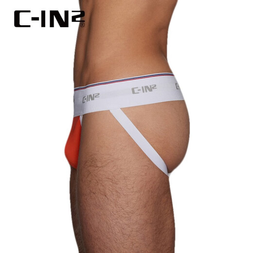 C-IN2 新品男士字裤棉氨纶舒适性感低腰露臀男双丁裤6625AS 橙色613- 1条 L 适合2尺6-2尺7腰围(34-36码)