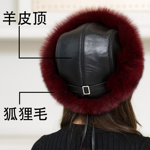 Princess Mink Fox Fur Hat Women's Winter Korean Style Trendy Ear Protection Northeastern Mongolian Hat Ethnic Windproof Fur Hat Winter Black S(54-56cm)