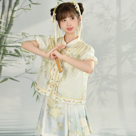 Mori Girl Tribe New Chinese Style Bestie Outfit Fashion Suit Three Piece Oriental Simple Luxury Style Vest (Single Piece) Single Piece M