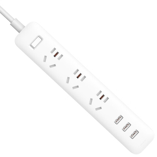Xiaomi (MI) Mijia USB socket/plug board/socket strip/socket strip/plug strip/plug strip/multi-function patch panel 3 USB interfaces + 3 holes total control total length 1.8 meters white