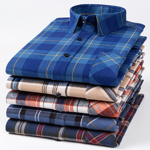 Yunting Pure Cotton Long Ärgerhemd-Hemd Frühling und Herbst verdickte Nicht-Eisen- und Pelzgeschäft sowie lässiges Hemd mittleren Alters und junger Plaid-Hemd mit großer Größe für Herrenkleidung Graublau-Gitter DM841 40 [Empfohlen 125-145jin [Jin gleich 0,5 kg]]