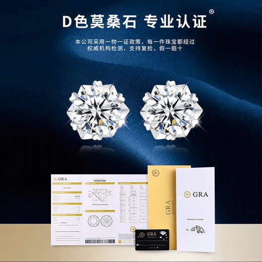 LAOLATU One Carat Moissanite Diamond Stud Earrings Women's Fashion Earrings Confession Commemorative Birthday Gift for Girlfriend and Wife One Carat Moissanite Diamond Stud Earrings Certificate