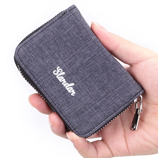 Tuzun Herren Canvas-Kartenbeutel Anti-Demagnetization Compact Multifunktion Multi-Card-Lizenz-Lizenz-Münz-Brieftaschen-Zertifikat integrierter Trend Schwarz Schwarz