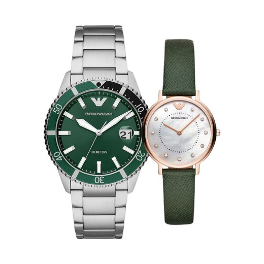 Emporio Armani Pareja Relojes, relojes europeos y americanos, parejas de moda y simples, cumpleaños, regalo de San Valentín chino, AR11338+AR11150 clásico y simple