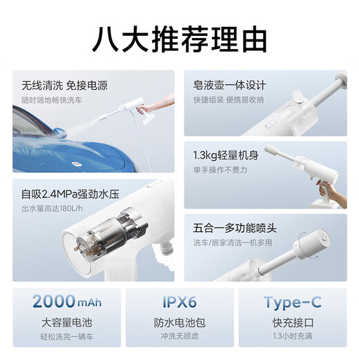 Mijia Xiaomi Mijia wireless car wash multi-functional household lithium battery high voltage multi-mode car wash water gun portable car wash machine