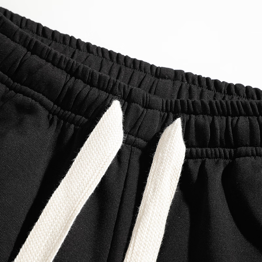 Chutang pants men's velvet thickened loose straight wide-leg American knitted sweatpants sweatpants black/velvet 2XL