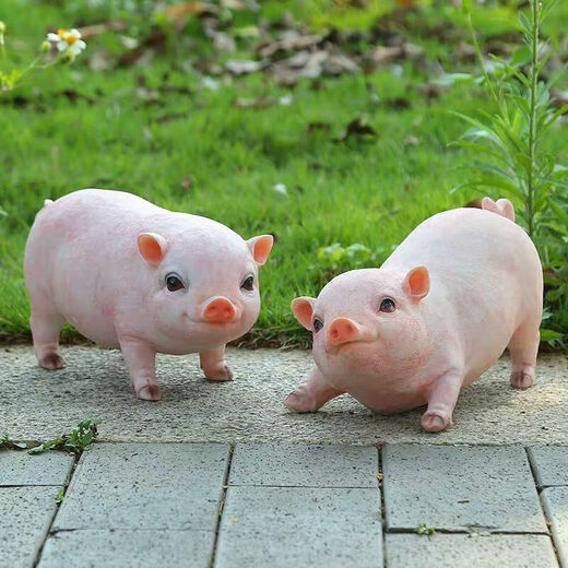 Han Chang Garden Decoration Garden Ornaments Creative Gifts Piggy Model Resin Crafts Animal Simulation Pig Ornaments Station Black Pig Pair