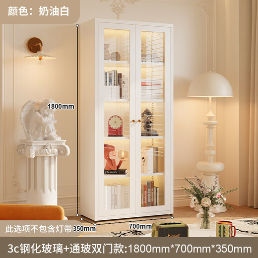 Shengnai steel bookcase glass door dustproof bookshelf storage cabinet wrought iron storage cabinet living room storage cabinet home display cabinet
