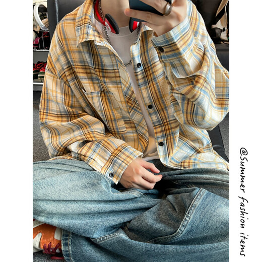 Pei Shiyan blue grinding plaid shirt men's long-sleeved autumn and winter plus velvet thickened American retro commuter style shirt jacket c9734 red plaid plus velvet M 95-115Jin [Jin equals 0.5 kg] can be worn