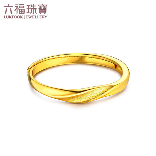 Liufu Jewelry, Gold Glitter Twist Texture Gold Ring Solid Living Ring Priced F96TBGR0006, About 1.95g