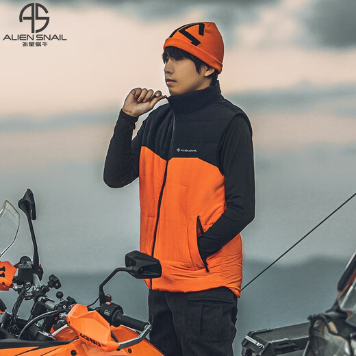 Alien Snail Electric Heated Vest Washable Winter Motorcycle Riding Clothing for Men and Women Warm Motorcyclist Clothes Orange XL