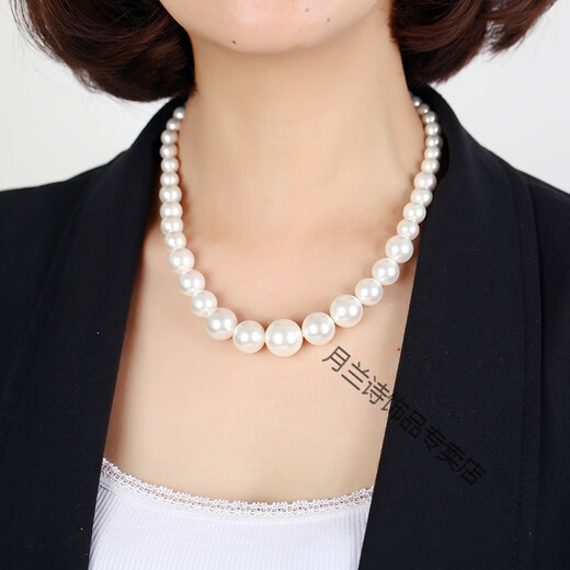Pearl necklace for middle-aged and elderly women, short style for mom, elegant, simple, cheongsam, clavicle chain jewelry, round pearl style
