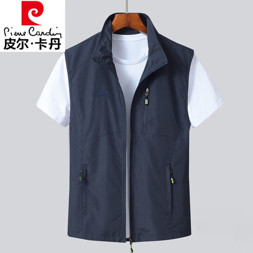 皮尔卡丹（pierre cardin）2025新款马甲男春秋薄款夏季马夹透气速干休闲立领背心坎肩男中年 藏青 XL （140-155斤左右）