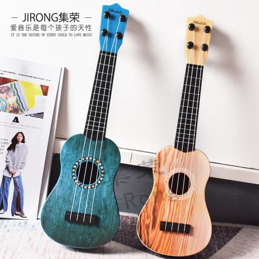 儿童音乐小吉他可弹奏中号尤克里里仿真乐器琴男女宝宝玩具3-12岁 42cm青蛮·靛蓝色尤克里里送背包 拨片备弦简易教