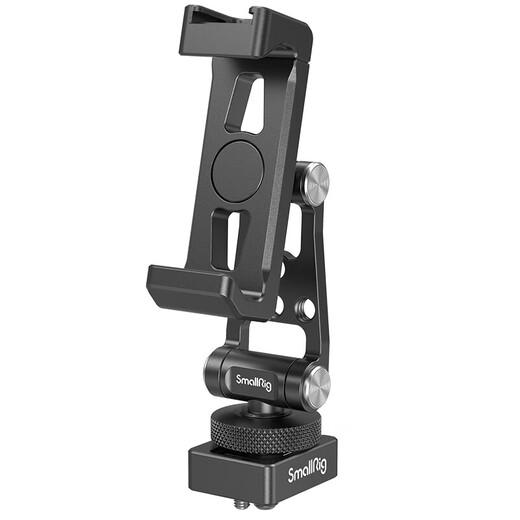 SmallRig 4382 horizontal and vertical mobile phone clip, micro-SLR camera, universal multi-functional metal mobile phone live broadcast bracket, handheld vlog expansion cold shoe fixing clip