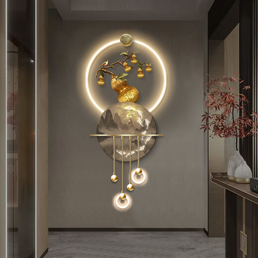 画画小镇新中式葫芦入户玄关装饰画立体创意发光LED灯客厅走廊过道壁挂画 BG6296-BG6297-BG6298 50*123cm 普通挂画不带灯