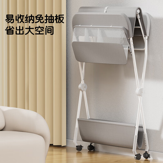 贝可亲多功能尿布台婴儿护理台新生儿宝宝按摩抚触台洗澡台可折叠 粉色-豪华款【带轮+晾衣架+折叠