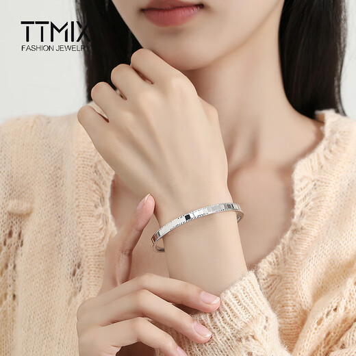 TTMIX platinum bracelet women's pt950 bright simple platinum bracelet hollow push-pull adjustable 23.3-23.5g
