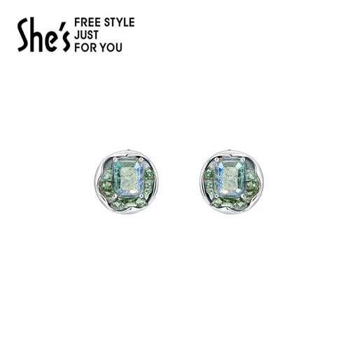 She s Akiko celebrity style Monet impression necklace temperament earrings ear studs clavicle chain set birthday gift for women blue ear studs C0