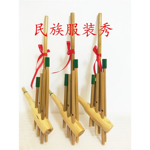 京盈贵州苗族芦笙民族手工竹制乐器舞台演出道具芦笙6管大小号芦笙包 小号一音40x20cm小学生道具型