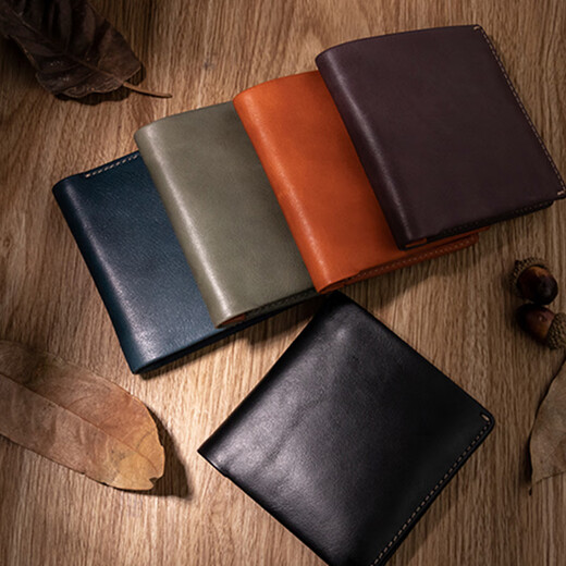 Hanatora Japanischer Stil Blume Tiger Herren Brieftasche Business Casual Leder kurzer horizontaler Stil Ultra-dünner Aufbewahrungskarte Münz Brieftasche Geschenk Grün + Orange