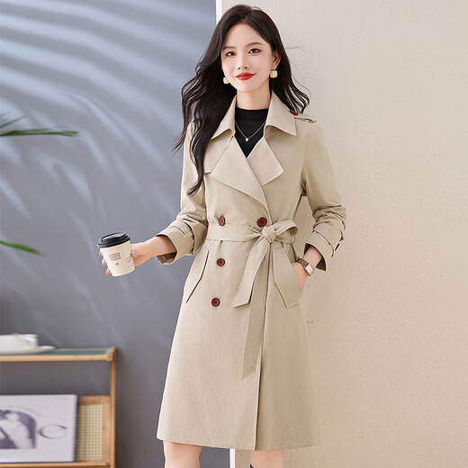 
AEMAPE Hangzhou Italian-French Fashionable and versatile slim mid-length windbreaker jacket for women 2025 spring and autumn new style of expensive lady top Mika-L