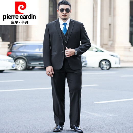 Pier Cardin Großgröße Anzug Herrenanzug plus Fett Plus Größe plus fett loser Anzug Jacke Business Formale Kleidung professionelles Hochzeitskleid Marine Blau + Großgröße + ein klassisches Paket (Anzug + Hosen) 210/7xl (250-265jin [Jin gleich 0,5 kg]))